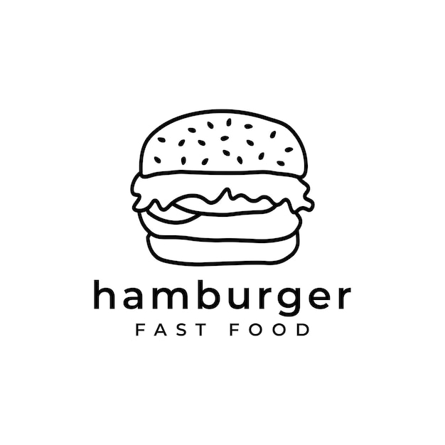 Burger logo ontwerp lijntekeningen tekenstijl