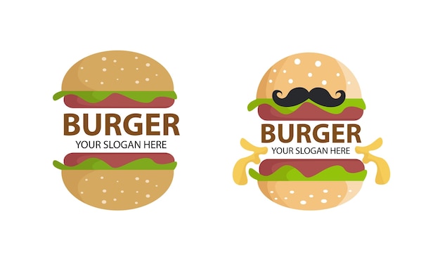 Vettore logo dell'hamburger con stile cartone animato