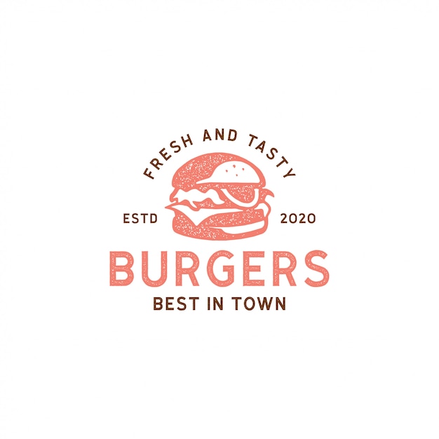 Burger logo vintage retrò hipster timbro design adesivo