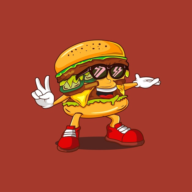 Logo del design della mascotte dell'hamburger