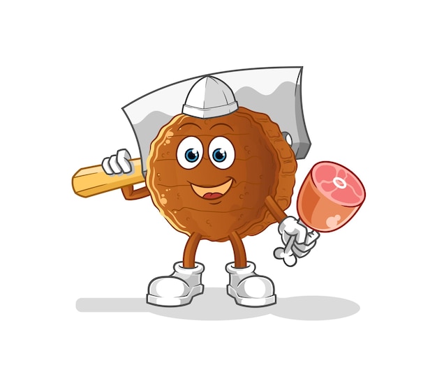 Burger meat butcher illustration. character vector