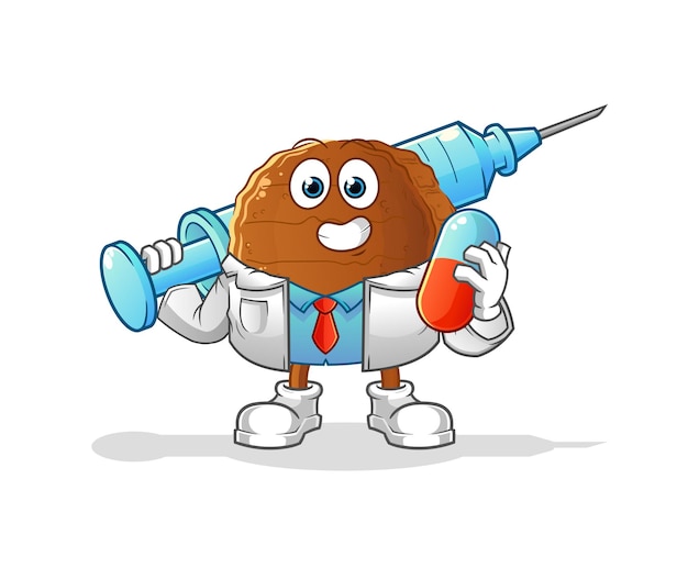 Burger meat doctor holding medichine and injection