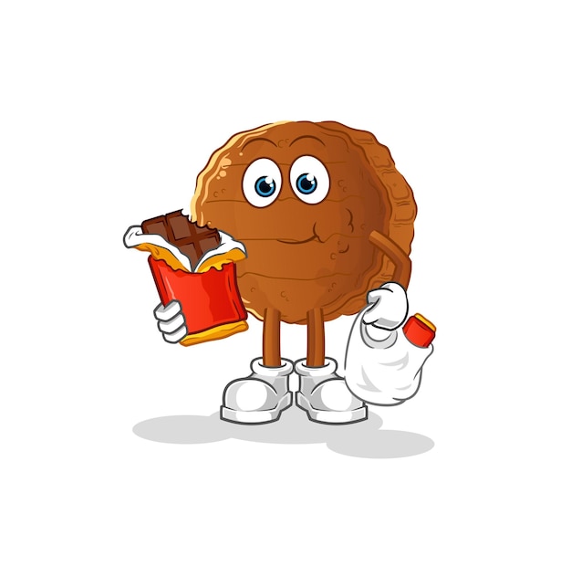 Burger meat eat chocolate mascot. cartoon vector