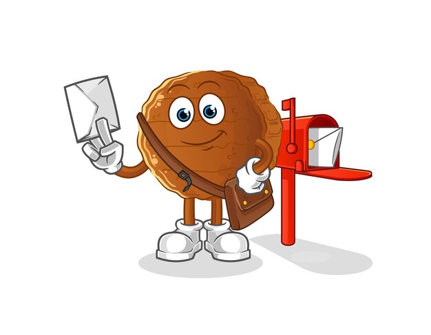 Burger meat postman vector. cartoon character