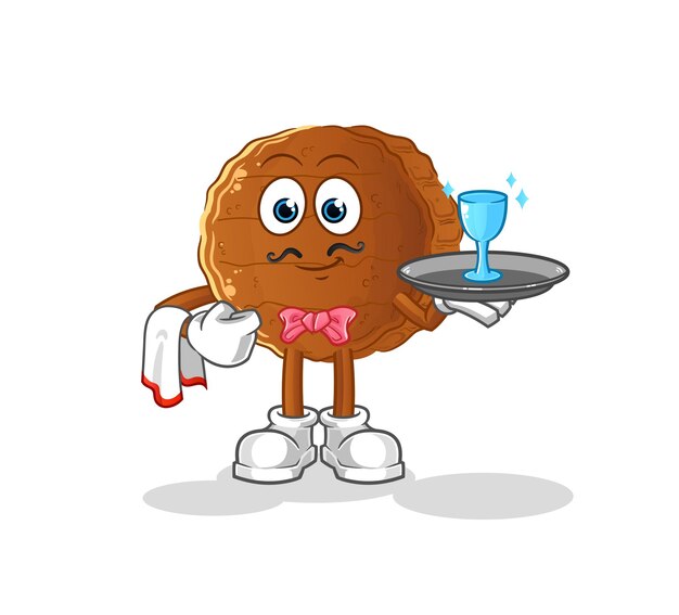 burger meat waiter cartoon. cartoon mascot vector