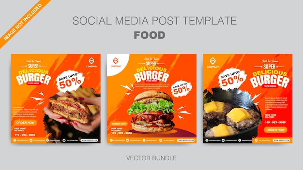 Modello di progettazione di feed social media hamburger