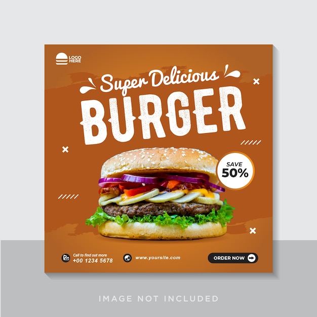 Vector burger menu promotie sociale media instagram sjabloon voor spandoek