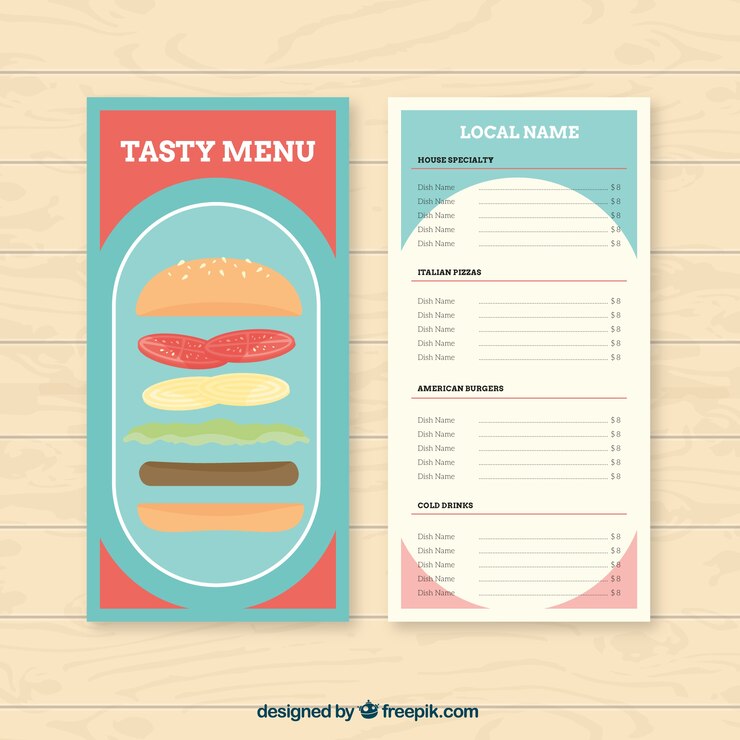 Vector burger menu template
