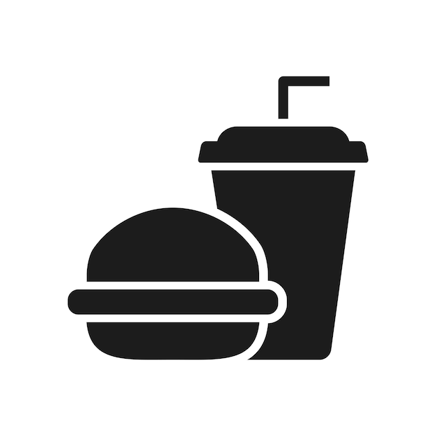 Burger Milk Shake Glyph Icon Isolated Vector Illustration