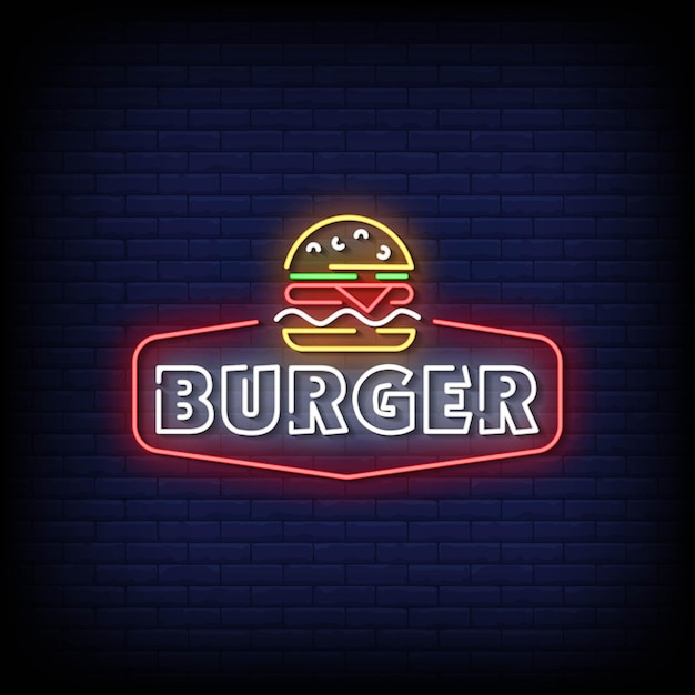 Testo stile insegne al neon burger