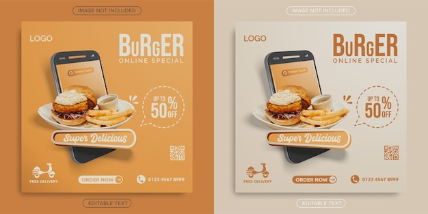 Vector burger online special promotion banner template