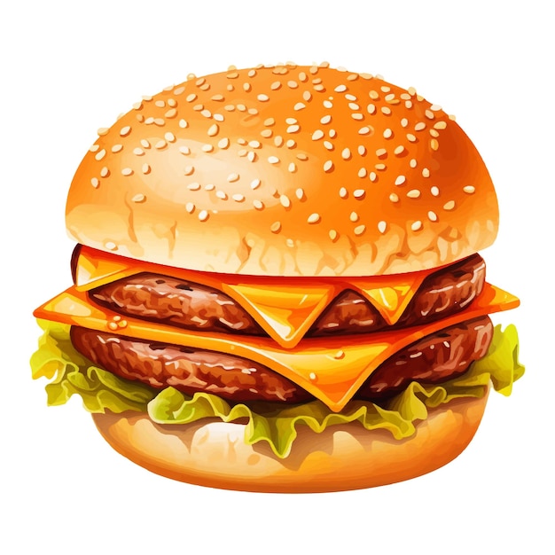 Vector burger orange in the flat style white background generative ai