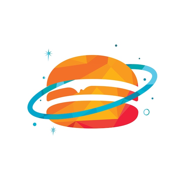 Burger planet vector logo design