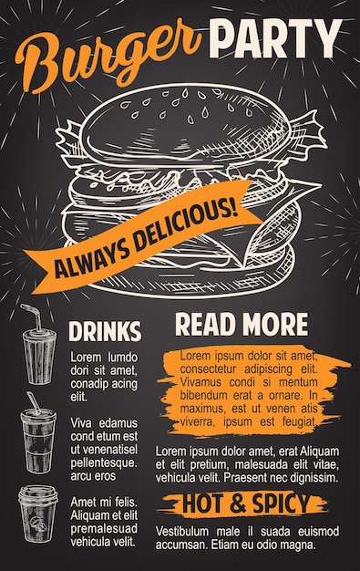 Vector burger poster for fast food restaurant template