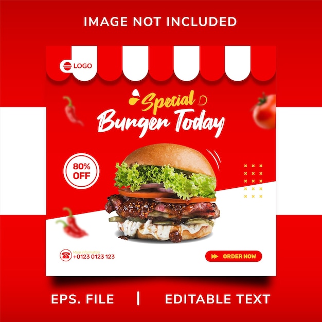 Burger poster sale social media promotion and instagram banner poster post template design