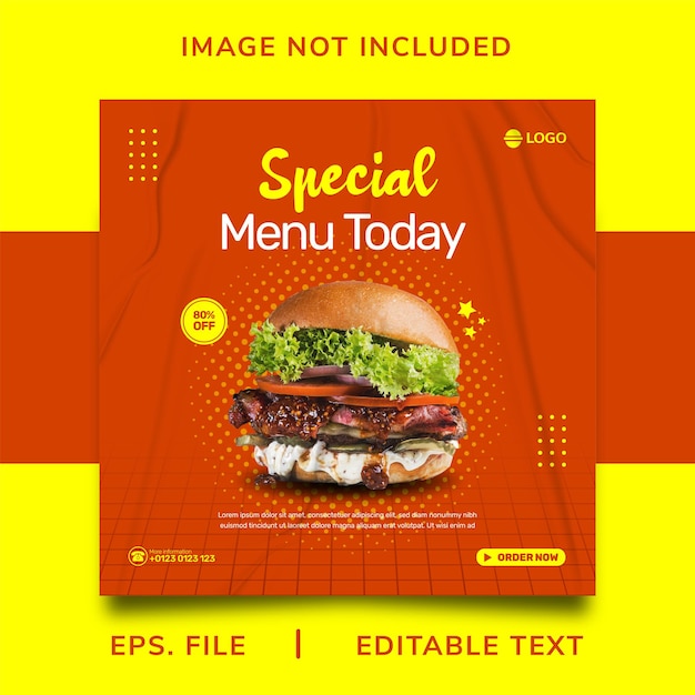 Vendita di poster di hamburger promozione sui social media e design del modello di poster per poster banner di instagram