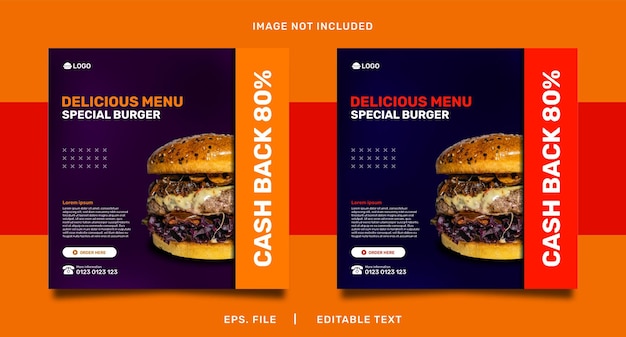 Burger poster verkoop sociale media promotie en instagram banner poster post sjabloonontwerp