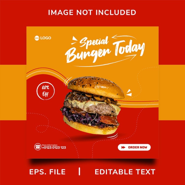 Burger poster verkoop sociale media promotie en instagram banner poster post sjabloonontwerp