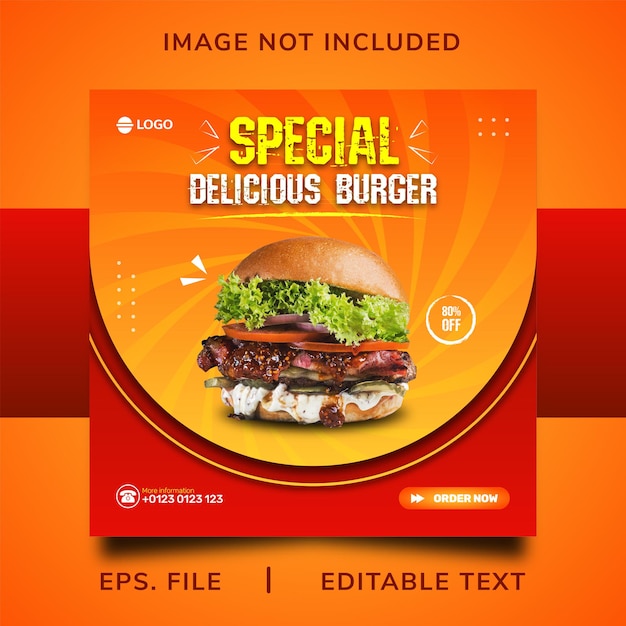 Burger poster verkoop sociale media promotie en instagram banner poster post sjabloonontwerp