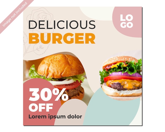 Vector burger restaurant vierkant flyer sjabloon