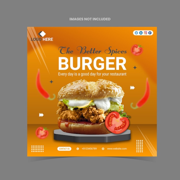 Burger or restaurant web banner design template