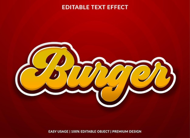 Vector burger retro style text effect template