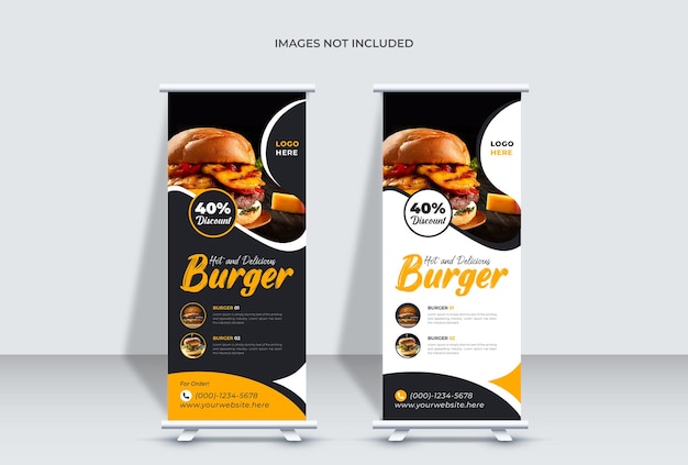 Vettore modello di banner roll up per hamburger