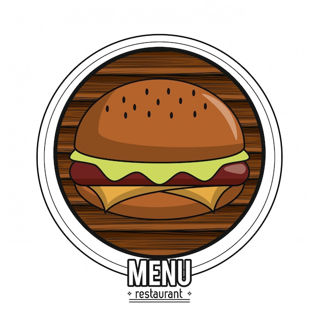 Концепция меню ресторана Burger round emblem