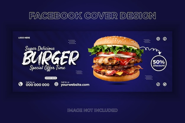 Burger sale facebook cover design template