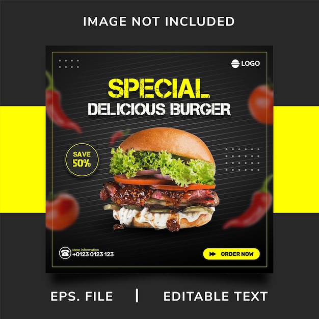 burger sale social media promotion and instagram banner poster post template design