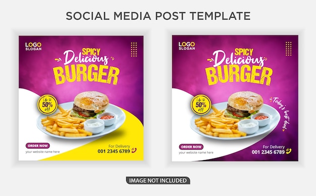 Burger sales banner social media post template