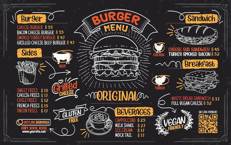 Vector burger sandwich menu pictogram element set vector design