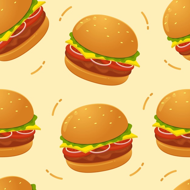 Burger seamless pattern background vector illustration