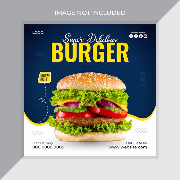 Vector burger and social media banner template