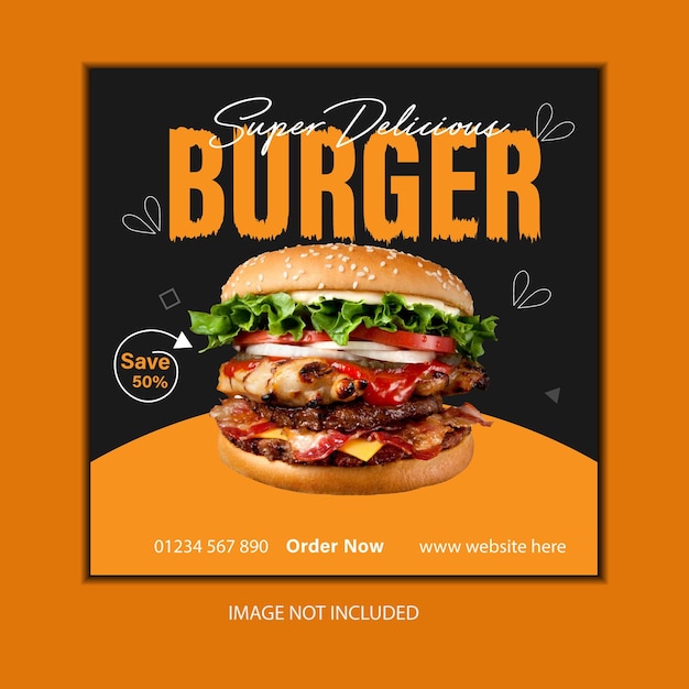 Burger social media post design template