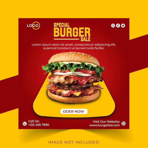 バーガーソーシャルメディアポストデザイン