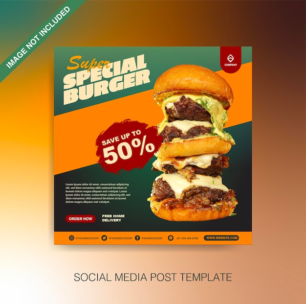 burger social media post vector template