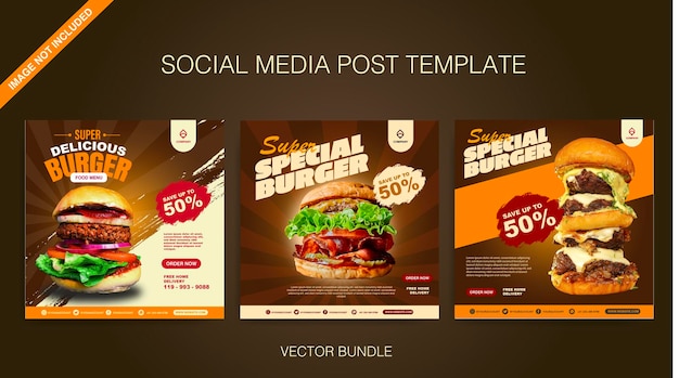 Burger social media post vector template