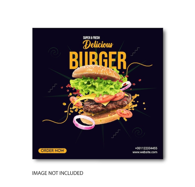 Vettore progettazione di poster per social media di hamburger e design pubblicitario