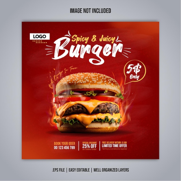 Burger social media template