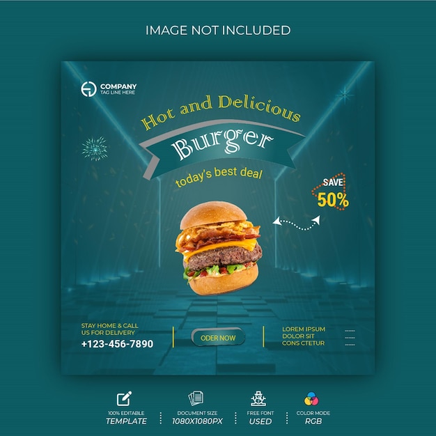 Burger Social Post Design Template