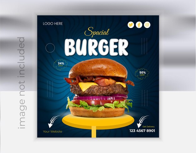 Vector burger sociale media post ontwerp sjabloon