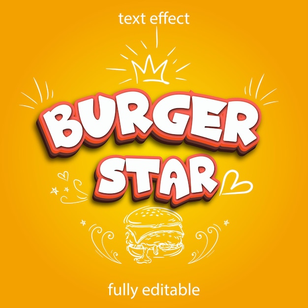 Burger star-teksteffect volledig bewerkbaar