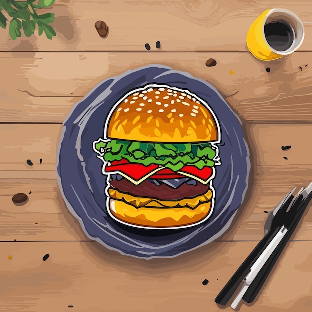 Vector burger sticker en vector