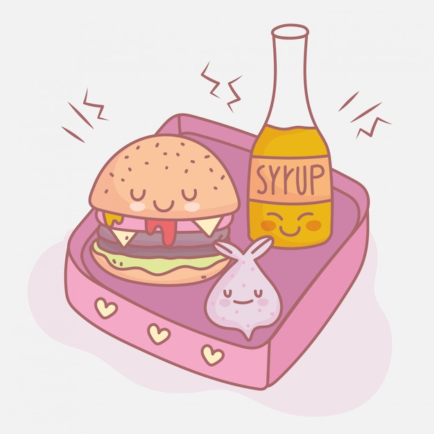 Burger syrup and lunch menu restaurant food cute