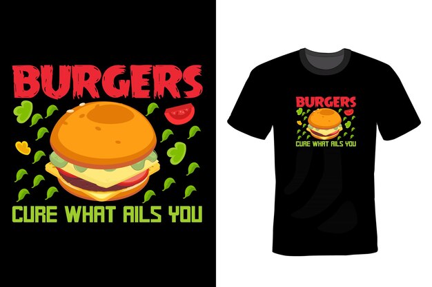 Бургер дизайн футболки типография винтаж