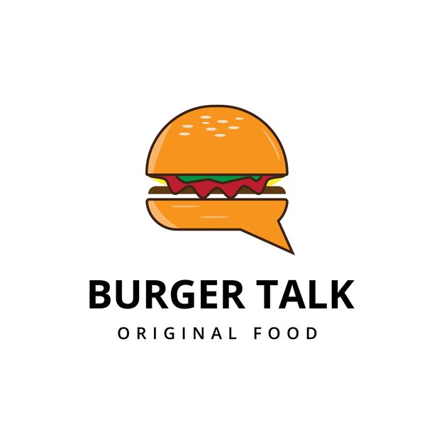 Vector burger talk logo ontwerp vector sjabloon fast food platte logo modern minimaal ontwerp