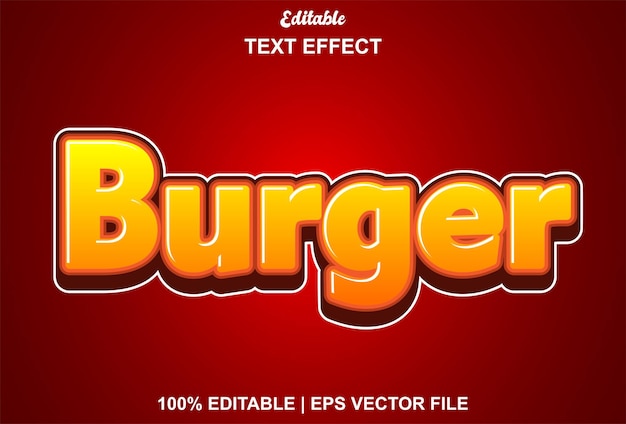 Burger-teksteffect met oranje kleur en bewerkbaar