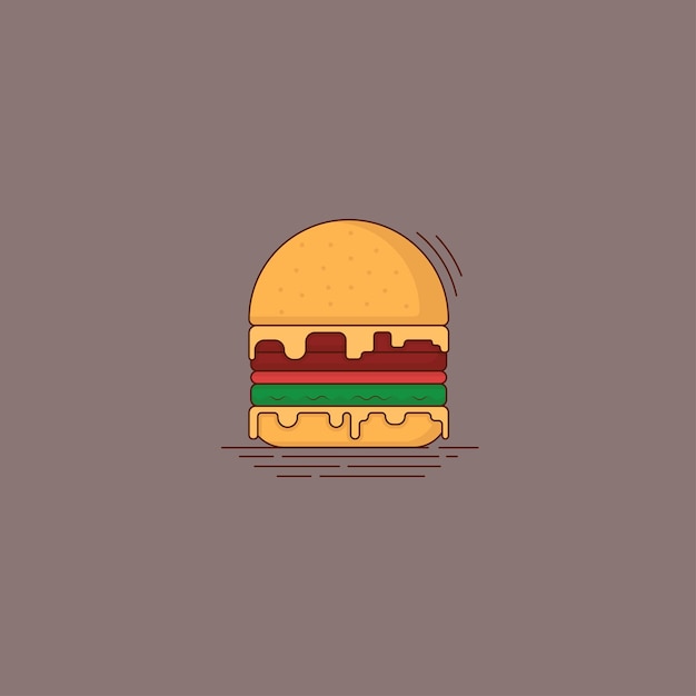 라인 아트와 평면 만화 디자인의 햄버거 템플릿