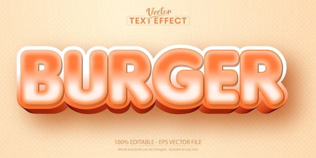 Burger text, cartoon style editable text effect